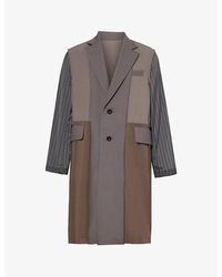 Sacai - Striped-sleeve Notched-lapel Regular-fit Woven Coat - Lyst