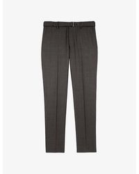 The Kooples - Straight-Leg Slim-Fit Belted Wool Trousers - Lyst