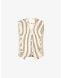 Max Mara - Stripe-Print V-Neck Cotton And Silk-Blend Vest - Lyst