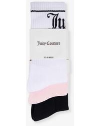 Juicy Couture - Logo-print Pack Of Three Stretch Cotton-blend Socks - Lyst