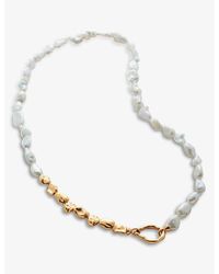 Monica Vinader - Keshi 18ct Recycled Yellow Gold-plated Vermeil Sterling Silver And Pearl Necklace - Lyst