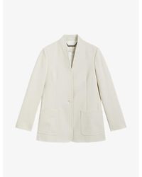 Ted Baker - Tural Ambero Single Breasted Collarless Stretch-woven Blazer - Lyst