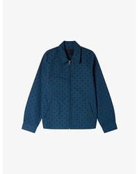 Sandro - Square-Pattern Zip-Up Denim Jacket - Lyst