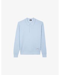 The Kooples - Ribbed Logo-Plaque Stretch-Wool Blend Polo - Lyst