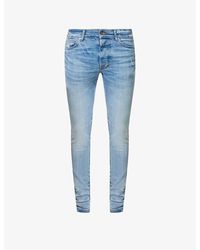 Amiri - Stack Distressed Slim-fit Stretch-denim Jeans - Lyst