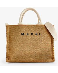 Marni - Raw Sien/tural Logo-embroidered Cotton-blend Tote Bag - Lyst
