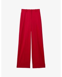 Reiss - Wide-Leg Mid-Rise Wool-Blend Trousers - Lyst