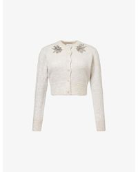 Erdem - Sequin-Embellished Cropped Alpaca-Blend Cardigan - Lyst