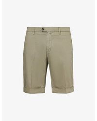 Corneliani - Folded-hem Mid-rise Stretch Cotton-blend Shorts - Lyst
