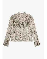 Ted Baker - Indira Ruffle-bib Recycled-polyester Blouse - Lyst