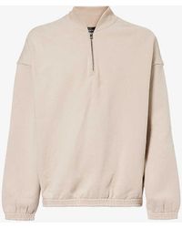 Emporio Armani - Logo-embroidered Cotton And Cashmere-blend Fleece Sweatshirt X - Lyst