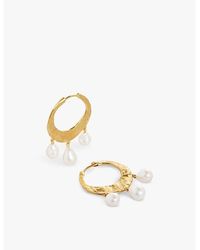 Monica Vinader - Capri Baroque 18Ct-Plated Vermeil Sterling- And Pearl Hoop Earrings - Lyst