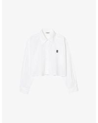 Sandro - Logo-Embroidered Cropped Cotton Shirt - Lyst