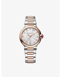BVLGARI - Re00009 Lvcea 18ct Rose-gold, Stainless-steel And 0.22ct Diamond Automatic Watch - Lyst