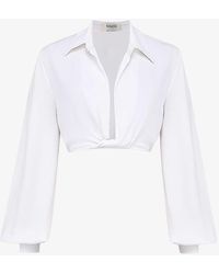 House Of Cb - Palmer Tie-knot Cropped Woven Top - Lyst