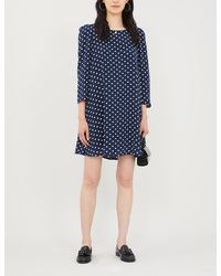 Claudie Pierlot Polka Dot-print Long-sleeved Crepe Dress - Blue