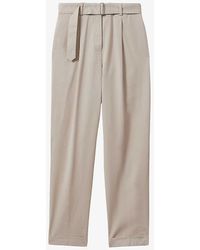 Reiss - Hutton Tapered-fit High-rise Stretch-cotton Trousers - Lyst