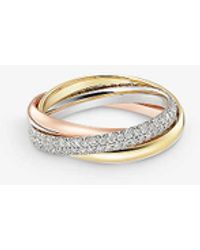 Cartier - Trinity Small 18ct White, Rose, Yellow-gold And 0.46ct Brilliant-cut Diamond Ring - Lyst