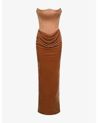 House Of Cb - Persephone Corset Woven Maxi Dress - Lyst