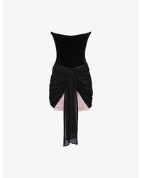 House Of Cb Adriana Lace-cup And Satin Mini Dress in Black | Lyst