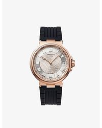 Breguet - G5517br129zu Marine Date 18ct Rose-gold And Leather Watch - Lyst