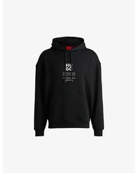 HUGO - Flame Graphic-Print Oversized-Fit Cotton-Blend Hoody - Lyst