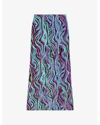 Maje - Graphic-pattern Sequin Maxi Skirt - Lyst
