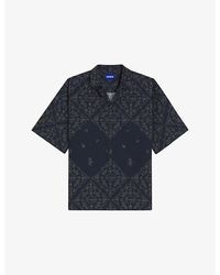HUGO - Branded-Print Short-Sleeved Cotton-Poplin Shirt - Lyst