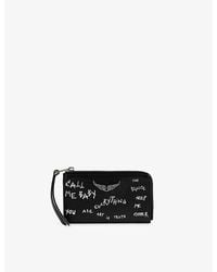 Zadig & Voltaire - Zv Graffiti Leather Card Holder - Lyst