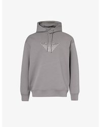 Emporio Armani - Logo-embroidered Stretch Cotton-blend Hoody X - Lyst