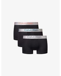 Calvin Klein - Brushed Logo-Waistband Pack-Of-Three Trunks - Lyst