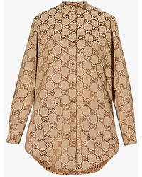 Gucci - Monogram-pattern Textured Regular-fit Cotton-blend Shirt - Lyst