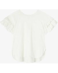 LK Bennett - Allie Frill-sleeve Cotton T-shirt - Lyst
