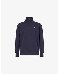 GANT - Shield Embroidered-Logo Cotton-Blend Sweatshirt - Lyst