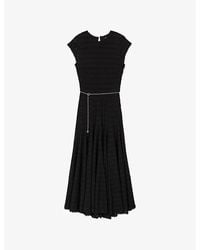 Maje - Chain-Belt Short-Sleeve Crochet Stretch-Knit Midi Dress - Lyst