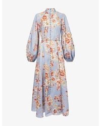Zimmermann - Billow Long-Sleeve Linen Maxi Dress - Lyst