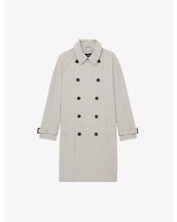 Reiss - Scramble Double-Breasted Long Woven Trench Coat - Lyst