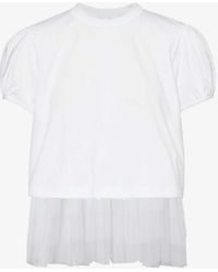 Noir Kei Ninomiya - Ruffle-trims Short-sleeve Cotton-jersey T-shirt - Lyst