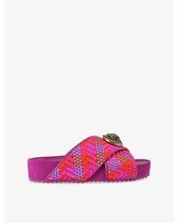 Kurt Geiger - Chelsea Cross-Strap Woven Flatform Sandals - Lyst