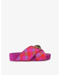 Kurt Geiger - Chelsea Cross-Strap Woven Flatform Sandals - Lyst