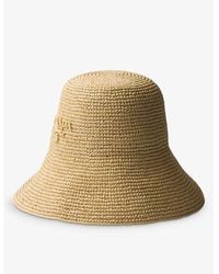 Prada - Brand-embroidered Woven Bucket Hat - Lyst