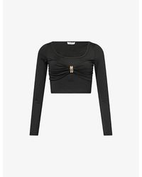 4th & Reckless - Lyra Knot-Front Stretch-Woven Top - Lyst