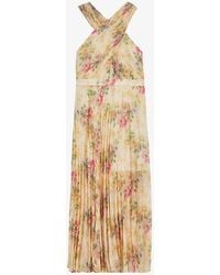 Ted Baker - Cross-front Pleated Woven Midi Dress - Lyst