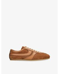 Dries Van Noten - Stripe-Embroidered Suede And Leather Low-Top Trainers - Lyst