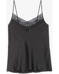 Maje - Leana Lace-trim Relaxed-fit Silk Camisole Top - Lyst
