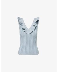 Zimmermann - Aster Metallic Frilled Rib-Knit Top - Lyst