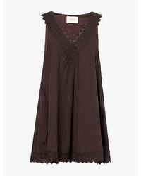 Dissh - Annabel Lace-Trim Cotton-Blend Mini Dress - Lyst