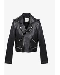 Maje - Basal Zip-detail Leather Biker Jacket - Lyst
