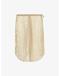 Dries Van Noten - Striped Sequin-embellished High-rise Silk Mini Skirt - Lyst