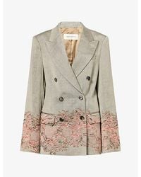 Dries Van Noten - Embroidered Double-Breasted Linen-Blend Blazer - Lyst